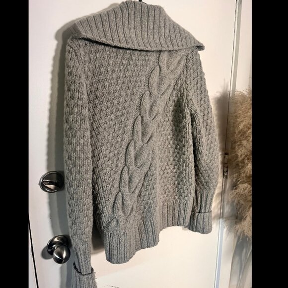 Buckler Grey Cable Knit Cardigan – Size S – Virgin Wool & Rabbit Blend - Picture 2 of 3